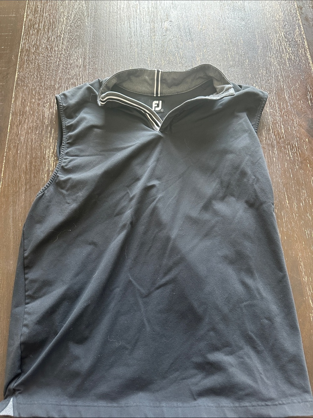 FootJoy Sleeveless Golf Polo Tank Top - Black with White Trim